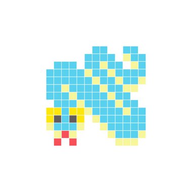 Temiz bir ikon düzeninde geometrik kare renk bloklarından yapılmış düz bir piksel tasarımı. Yaratıcı modern elementler, izole eşyalar ya da parlak zanaat projeleri için uygundur. Piksel Sanat Yılanı