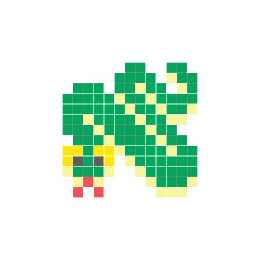 Temiz bir ikon düzeninde geometrik kare renk bloklarından yapılmış düz bir piksel tasarımı. Yaratıcı modern elementler, izole eşyalar ya da parlak zanaat projeleri için uygundur. Piksel sanat anakondası