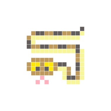 Temiz bir ikon düzeninde geometrik kare renk bloklarından yapılmış düz bir piksel tasarımı. Yaratıcı modern elementler, izole eşyalar ya da parlak zanaat projeleri için uygundur. Piksel Sanat Yılanı