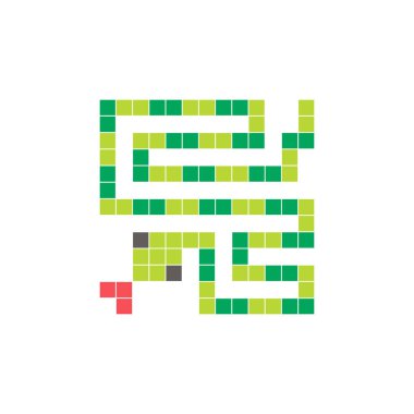 Temiz bir ikon düzeninde geometrik kare renk bloklarından yapılmış düz bir piksel tasarımı. Yaratıcı modern elementler, izole eşyalar ya da parlak zanaat projeleri için uygundur. Piksel Sanat Yılanı