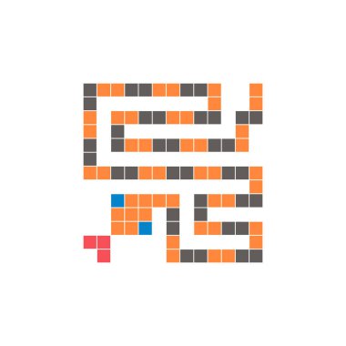 Temiz bir ikon düzeninde geometrik kare renk bloklarından yapılmış düz bir piksel tasarımı. Yaratıcı modern elementler, izole eşyalar ya da parlak zanaat projeleri için uygundur. Piksel Sanat Yılanı