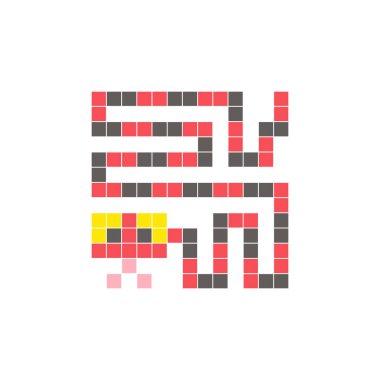 Temiz bir ikon düzeninde geometrik kare renk bloklarından yapılmış düz bir piksel tasarımı. Yaratıcı modern elementler, izole eşyalar ya da parlak zanaat projeleri için uygundur. Piksel Sanat Yılanı