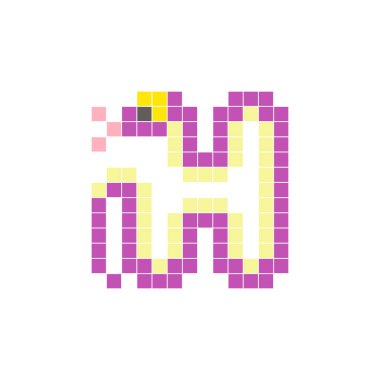 Temiz bir ikon düzeninde geometrik kare renk bloklarından yapılmış düz bir piksel tasarımı. Yaratıcı modern elementler, izole eşyalar ya da parlak zanaat projeleri için uygundur. Piksel Sanat Yılanı