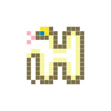 Temiz bir ikon düzeninde geometrik kare renk bloklarından yapılmış düz bir piksel tasarımı. Yaratıcı modern elementler, izole eşyalar ya da parlak zanaat projeleri için uygundur. Piksel Sanat Yılanı