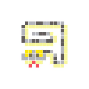 Temiz bir ikon düzeninde geometrik kare renk bloklarından yapılmış düz bir piksel tasarımı. Yaratıcı modern elementler, izole eşyalar ya da parlak zanaat projeleri için uygundur. Piksel Sanat Yılanı
