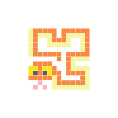 Temiz bir ikon düzeninde geometrik kare renk bloklarından yapılmış düz bir piksel tasarımı. Yaratıcı modern elementler, izole eşyalar ya da parlak zanaat projeleri için uygundur. Piksel Sanat Yılanı