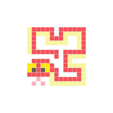 Temiz bir ikon düzeninde geometrik kare renk bloklarından yapılmış düz bir piksel tasarımı. Yaratıcı modern elementler, izole eşyalar ya da parlak zanaat projeleri için uygundur. Piksel Sanat Yılanı