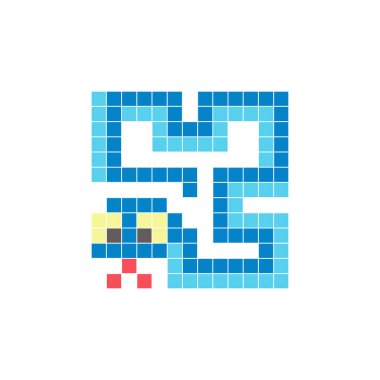 Temiz bir ikon düzeninde geometrik kare renk bloklarından yapılmış düz bir piksel tasarımı. Yaratıcı modern elementler, izole eşyalar ya da parlak zanaat projeleri için uygundur. Piksel Sanat Yılanı