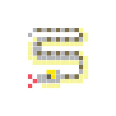 Temiz bir ikon düzeninde geometrik kare renk bloklarından yapılmış düz bir piksel tasarımı. Yaratıcı modern elementler, izole eşyalar ya da parlak zanaat projeleri için uygundur. Piksel sanat pitonu