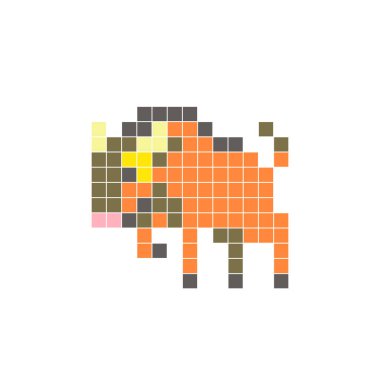 Temiz bir ikon düzeninde geometrik kare renk bloklarından yapılmış düz bir piksel tasarımı. Yaratıcı modern elementler, izole eşyalar ya da parlak zanaat projeleri için uygundur. Piksel Sanat Antilobu