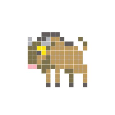 Temiz bir ikon düzeninde geometrik kare renk bloklarından yapılmış düz bir piksel tasarımı. Yaratıcı modern elementler, izole eşyalar ya da parlak zanaat projeleri için uygundur. Piksel Sanat Antilobu