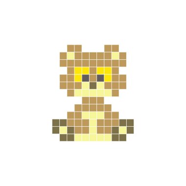 Temiz bir ikon düzeninde geometrik kare renk bloklarından yapılmış düz bir piksel tasarımı. Yaratıcı modern elementler, izole eşyalar ya da parlak zanaat projeleri için uygundur. Piksel Sanat Ayısı