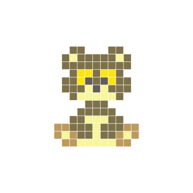 Temiz bir ikon düzeninde geometrik kare renk bloklarından yapılmış düz bir piksel tasarımı. Yaratıcı modern elementler, izole eşyalar ya da parlak zanaat projeleri için uygundur. Piksel Sanat Ayısı