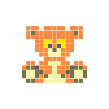 Temiz bir ikon düzeninde geometrik kare renk bloklarından yapılmış düz bir piksel tasarımı. Yaratıcı modern elementler, izole eşyalar ya da parlak zanaat projeleri için uygundur. Piksel Sanat Ayısı