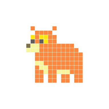 Temiz bir ikon düzeninde geometrik kare renk bloklarından yapılmış düz bir piksel tasarımı. Yaratıcı modern elementler, izole eşyalar ya da parlak zanaat projeleri için uygundur. Piksel Sanat Ayısı