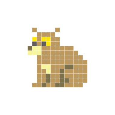 Temiz bir ikon düzeninde geometrik kare renk bloklarından yapılmış düz bir piksel tasarımı. Yaratıcı modern elementler, izole eşyalar ya da parlak zanaat projeleri için uygundur. Piksel Sanat Ayısı