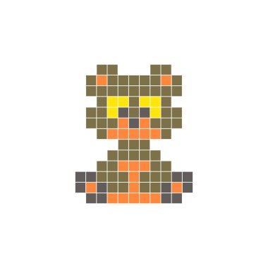 Temiz bir ikon düzeninde geometrik kare renk bloklarından yapılmış düz bir piksel tasarımı. Yaratıcı modern elementler, izole eşyalar ya da parlak zanaat projeleri için uygundur. Piksel Sanat Ayısı