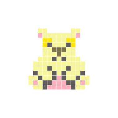 Temiz bir ikon düzeninde geometrik kare renk bloklarından yapılmış düz bir piksel tasarımı. Yaratıcı modern elementler, izole eşyalar ya da parlak zanaat projeleri için uygundur. Piksel Sanat Kutup Ayısı