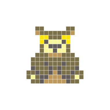 Temiz bir ikon düzeninde geometrik kare renk bloklarından yapılmış düz bir piksel tasarımı. Yaratıcı modern elementler, izole eşyalar ya da parlak zanaat projeleri için uygundur. Piksel Sanat Ayısı