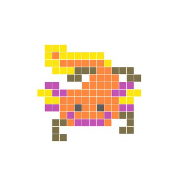 Temiz bir ikon düzeninde geometrik kare renk bloklarından yapılmış düz bir piksel tasarımı. Yaratıcı modern elementler, izole eşyalar ya da parlak zanaat projeleri için uygundur. Pixel sanat axolotl!