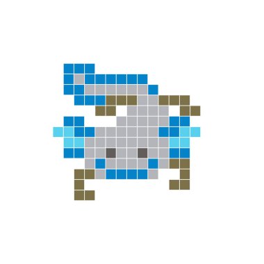 Temiz bir ikon düzeninde geometrik kare renk bloklarından yapılmış düz bir piksel tasarımı. Yaratıcı modern elementler, izole eşyalar ya da parlak zanaat projeleri için uygundur. Pixel sanat axolotl!