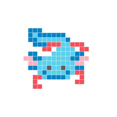 Temiz bir ikon düzeninde geometrik kare renk bloklarından yapılmış düz bir piksel tasarımı. Yaratıcı modern elementler, izole eşyalar ya da parlak zanaat projeleri için uygundur. Pixel sanat axolotl!