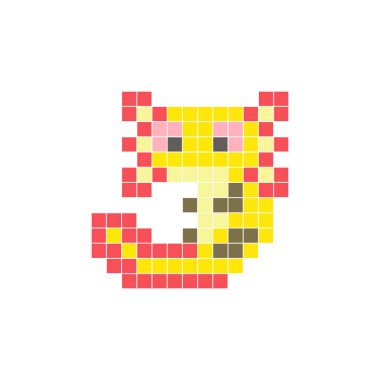Temiz bir ikon düzeninde geometrik kare renk bloklarından yapılmış düz bir piksel tasarımı. Yaratıcı modern elementler, izole eşyalar ya da parlak zanaat projeleri için uygundur. Pixel sanat axolotl!