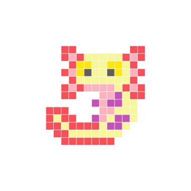 Temiz bir ikon düzeninde geometrik kare renk bloklarından yapılmış düz bir piksel tasarımı. Yaratıcı modern elementler, izole eşyalar ya da parlak zanaat projeleri için uygundur. Pixel sanat axolotl!