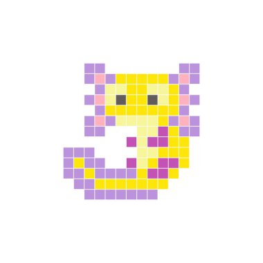 Temiz bir ikon düzeninde geometrik kare renk bloklarından yapılmış düz bir piksel tasarımı. Yaratıcı modern elementler, izole eşyalar ya da parlak zanaat projeleri için uygundur. Pixel sanat axolotl!