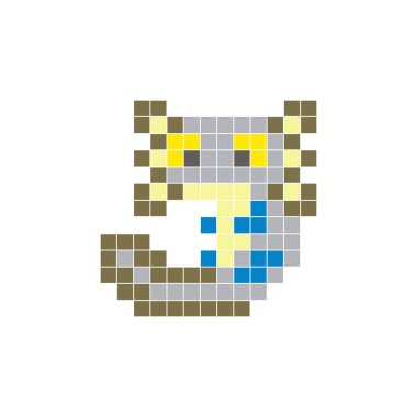 Temiz bir ikon düzeninde geometrik kare renk bloklarından yapılmış düz bir piksel tasarımı. Yaratıcı modern elementler, izole eşyalar ya da parlak zanaat projeleri için uygundur. Pixel sanat axolotl!