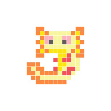 Temiz bir ikon düzeninde geometrik kare renk bloklarından yapılmış düz bir piksel tasarımı. Yaratıcı modern elementler, izole eşyalar ya da parlak zanaat projeleri için uygundur. Pixel sanat axolotl!