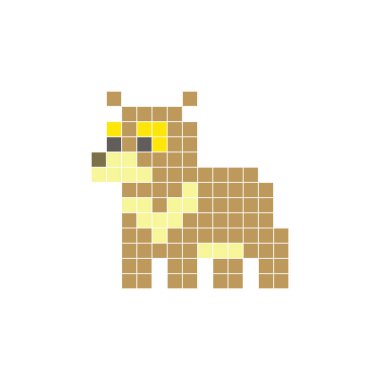 Temiz bir ikon düzeninde geometrik kare renk bloklarından yapılmış düz bir piksel tasarımı. Yaratıcı modern elementler, izole eşyalar ya da parlak zanaat projeleri için uygundur. Piksel Sanat Bal Ayısı