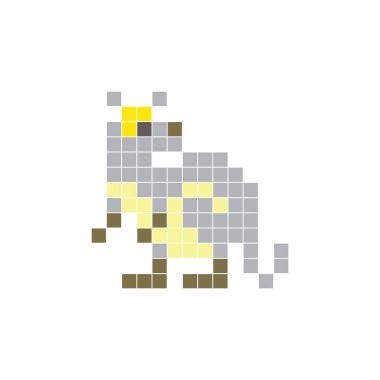 Temiz bir ikon düzeninde geometrik kare renk bloklarından yapılmış düz bir piksel tasarımı. Yaratıcı modern elementler, izole eşyalar ya da parlak zanaat projeleri için uygundur. Piksel sanat kangurusu