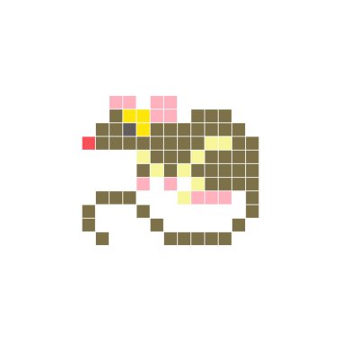 Temiz bir ikon düzeninde geometrik kare renk bloklarından yapılmış düz bir piksel tasarımı. Yaratıcı modern elementler, izole eşyalar ya da parlak zanaat projeleri için uygundur. Piksel sanat faresi