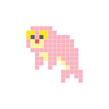 Temiz bir ikon düzeninde geometrik kare renk bloklarından yapılmış düz bir piksel tasarımı. Yaratıcı modern elementler, izole eşyalar ya da parlak zanaat projeleri için uygundur. Piksel resim mührü