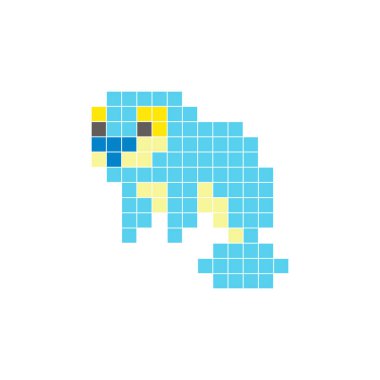 Temiz bir ikon düzeninde geometrik kare renk bloklarından yapılmış düz bir piksel tasarımı. Yaratıcı modern elementler, izole eşyalar ya da parlak zanaat projeleri için uygundur. Pikselli deniz ineği