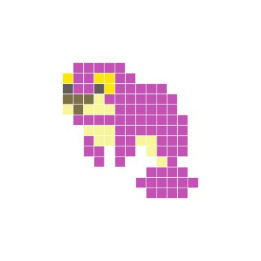 Temiz bir ikon düzeninde geometrik kare renk bloklarından yapılmış düz bir piksel tasarımı. Yaratıcı modern elementler, izole eşyalar ya da parlak zanaat projeleri için uygundur. Pikselli deniz ineği