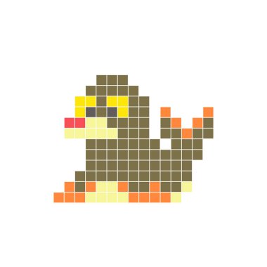 Temiz bir ikon düzeninde geometrik kare renk bloklarından yapılmış düz bir piksel tasarımı. Yaratıcı modern elementler, izole eşyalar ya da parlak zanaat projeleri için uygundur. Piksel resim mührü