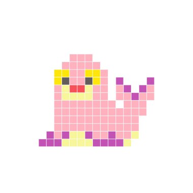 Temiz bir ikon düzeninde geometrik kare renk bloklarından yapılmış düz bir piksel tasarımı. Yaratıcı modern elementler, izole eşyalar ya da parlak zanaat projeleri için uygundur. Piksel resim mührü