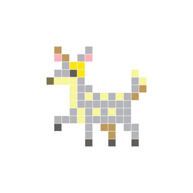 Temiz bir ikon düzeninde geometrik kare renk bloklarından yapılmış düz bir piksel tasarımı. Yaratıcı modern elementler, izole eşyalar ya da parlak zanaat projeleri için uygundur. Piksel Sanat Fare Geyiği