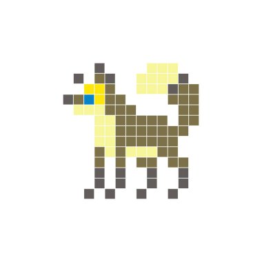 Temiz bir ikon düzeninde geometrik kare renk bloklarından yapılmış düz bir piksel tasarımı. Yaratıcı modern elementler, izole eşyalar ya da parlak zanaat projeleri için uygundur. Piksel Sanat Tilkisi