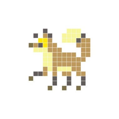 Temiz bir ikon düzeninde geometrik kare renk bloklarından yapılmış düz bir piksel tasarımı. Yaratıcı modern elementler, izole eşyalar ya da parlak zanaat projeleri için uygundur. Piksel Sanat Tilkisi