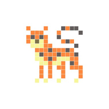 Temiz bir ikon düzeninde geometrik kare renk bloklarından yapılmış düz bir piksel tasarımı. Yaratıcı modern elementler, izole eşyalar ya da parlak zanaat projeleri için uygundur. Piksel sanat çitası