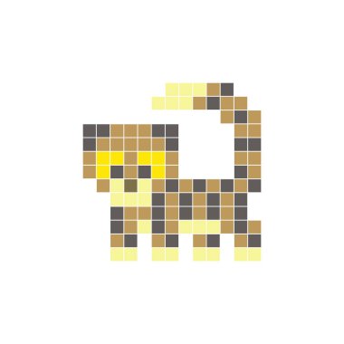 Temiz bir ikon düzeninde geometrik kare renk bloklarından yapılmış düz bir piksel tasarımı. Yaratıcı modern elementler, izole eşyalar ya da parlak zanaat projeleri için uygundur. Pikselli kar leoparı