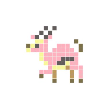 Temiz bir ikon düzeninde geometrik kare renk bloklarından yapılmış düz bir piksel tasarımı. Yaratıcı modern elementler, izole eşyalar ya da parlak zanaat projeleri için uygundur. Piksel Sanat Antilobu