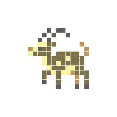 Temiz bir ikon düzeninde geometrik kare renk bloklarından yapılmış düz bir piksel tasarımı. Yaratıcı modern elementler, izole eşyalar ya da parlak zanaat projeleri için uygundur. Piksel Sanat Antilobu