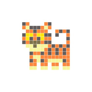 Temiz bir ikon düzeninde geometrik kare renk bloklarından yapılmış düz bir piksel tasarımı. Yaratıcı modern elementler, izole eşyalar ya da parlak zanaat projeleri için uygundur. Piksel Sanat Kaplanı