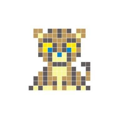 Temiz bir ikon düzeninde geometrik kare renk bloklarından yapılmış düz bir piksel tasarımı. Yaratıcı modern elementler, izole eşyalar ya da parlak zanaat projeleri için uygundur. Piksel sanat çitası