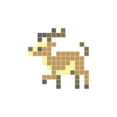 Temiz bir ikon düzeninde geometrik kare renk bloklarından yapılmış düz bir piksel tasarımı. Yaratıcı modern elementler, izole eşyalar ya da parlak zanaat projeleri için uygundur. Piksel Sanat Antilobu