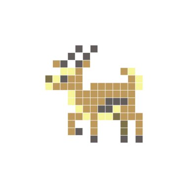 Temiz bir ikon düzeninde geometrik kare renk bloklarından yapılmış düz bir piksel tasarımı. Yaratıcı modern elementler, izole eşyalar ya da parlak zanaat projeleri için uygundur. Piksel Sanat Antilobu